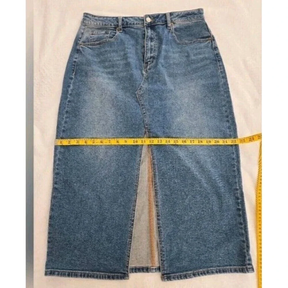 Just FabWomens Midi Slip Front High Waist Skirt Demin Chic Boho Casual Size 34..